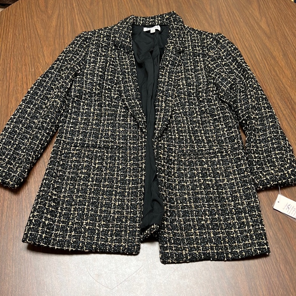 Nanette Lepore black and gold tweed jacket, size small, NWT